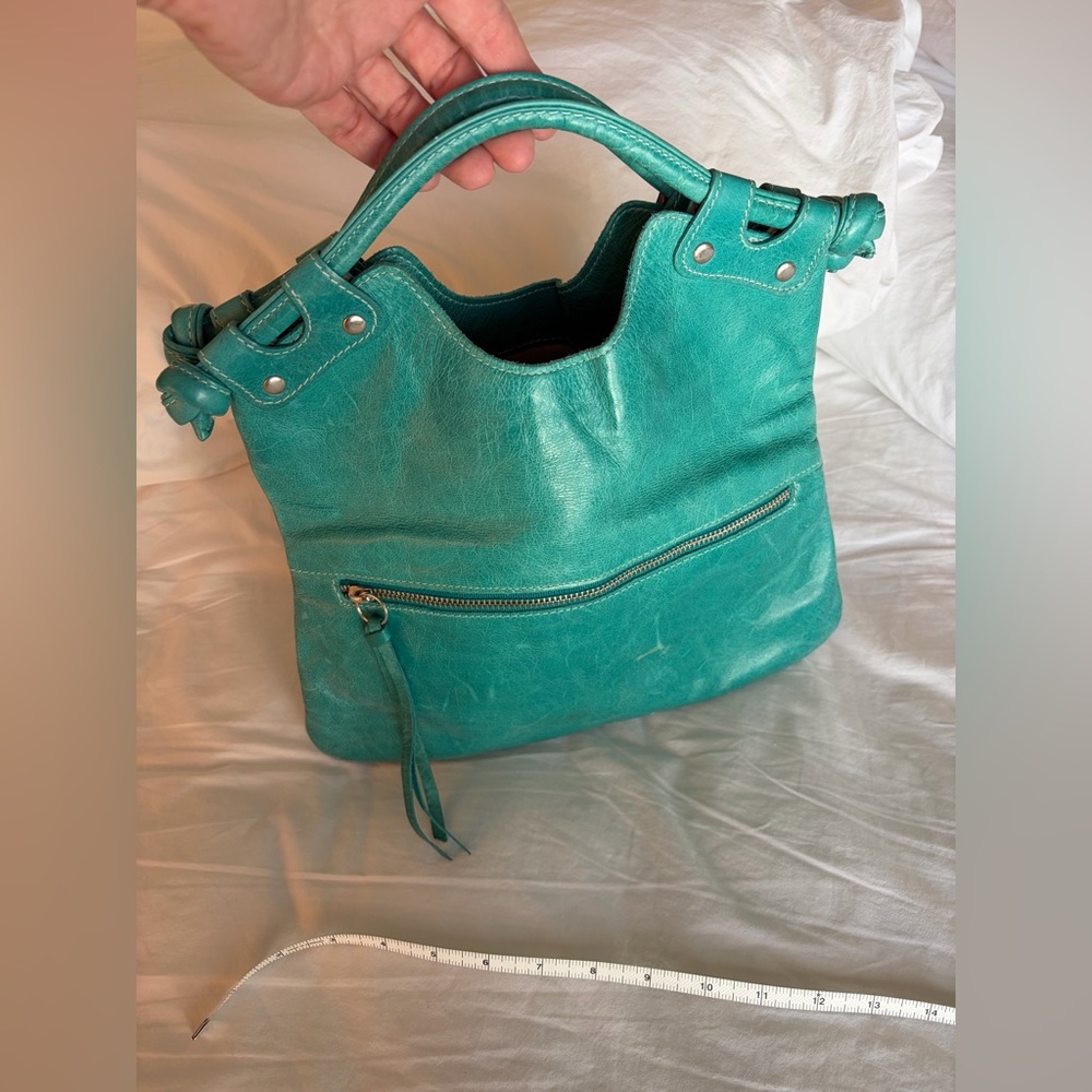 Pietro Alessandro Turquoise Leather foldover clutch Bag